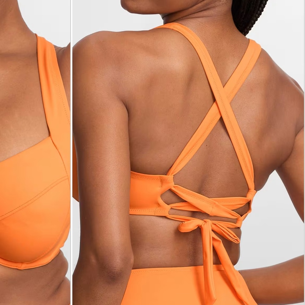 Bare Necessities Vibrant Orange Tangerine Swim Top Underwire Strappy  38DDD
